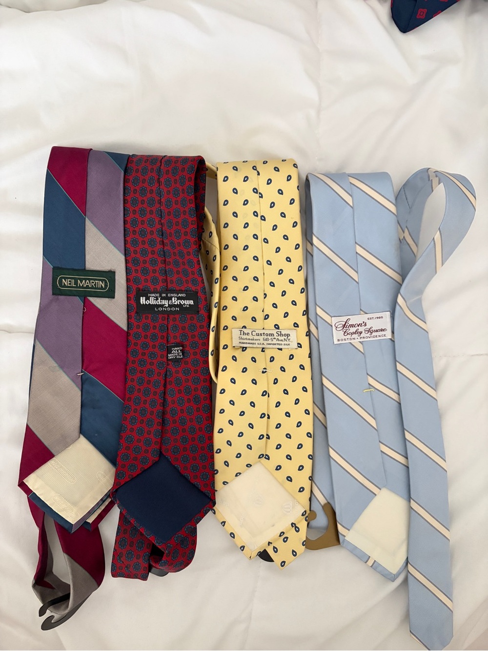 Multiples Yellow Tie with Small Navy Paisley Motif